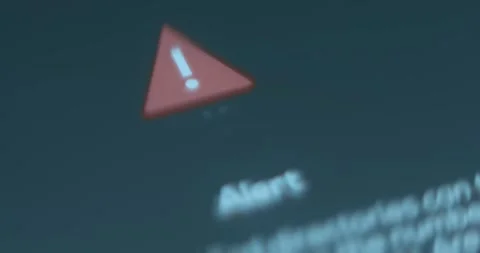 Alert on smartphone screen, Red triangle with exclamation mark Stock Footage 321751733