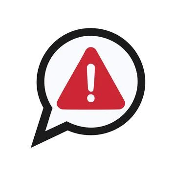 Alert speech bubble. Red triangle with exclamation mark in a speech bubble... 스톡 일러스트