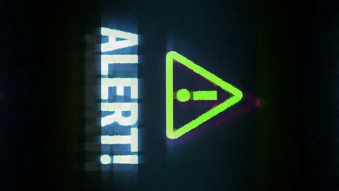 Alert symbol on analog screen modern glitch vertical Stock Footage 241078548