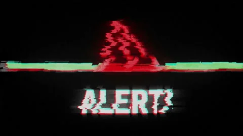 Alert symbol on analog screen VHS style Stock Footage 222929368