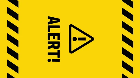 Alert symbol on yellow background screen vertical Stock Footage 241078072