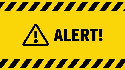 Alert symbol on yellow background screen Stock Footage 241078119