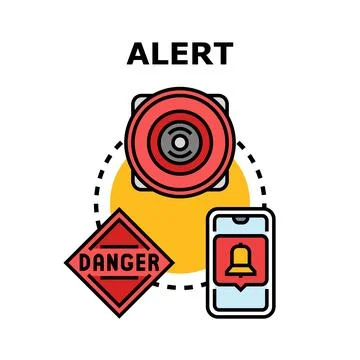Alert system receiving danger notification via smartphone Stock Illustration