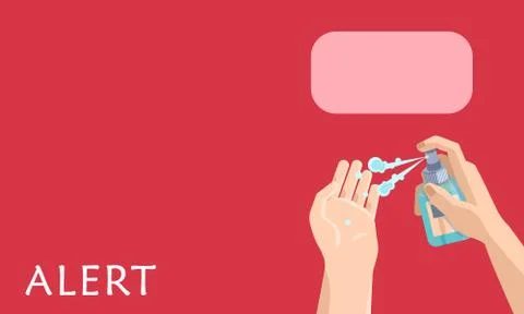Alert text on coral red backdrop with copy space. Stock Illustration