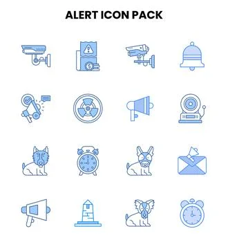 Alert Two Colour Bundle Icons Pack Stock Illustration