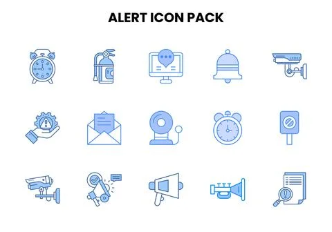Alert Two Colour Collection Icons Pack 库存插图