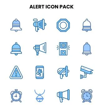 Alert Two Colour Collection Icons Pack Stock Illustration