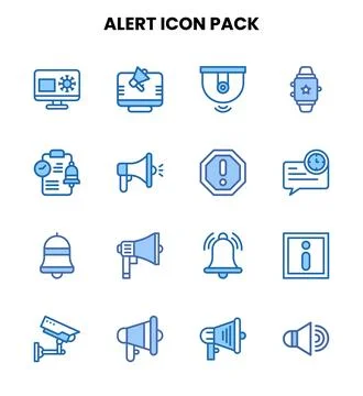 Alert Two Colour Collection Icons Pack Stock Illustration