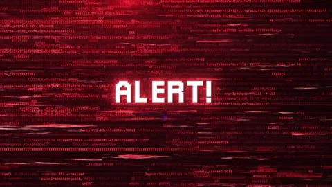 Alert! Warning Over Cybersecurity Glitch Error Animated Background Stock Footage 317564931