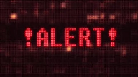 Alert warning word text on glitch digital lcd screen illustration new quality 스톡 일러스트