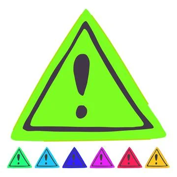Alert yellow warning sign vector cartoon graphic Stock Illustration