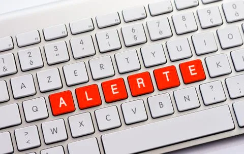 ALERTE writing on white keyboard Stock Photos