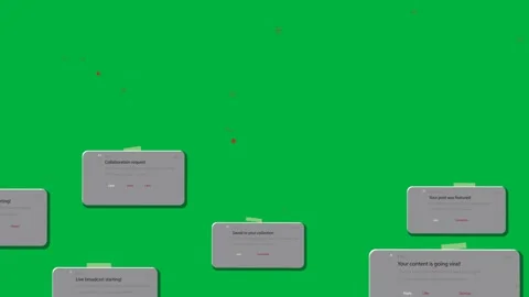 Alerts popping up, gray cards stacking then drifting off, revealing red marks on Stock Footage 334118799