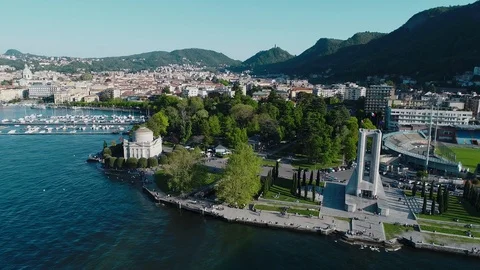 Alessandro Volta's Temple war Memorial, city of Como. Italy Stock Footage 107433310