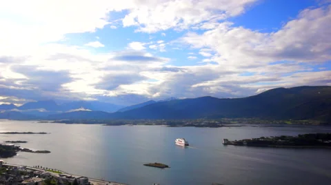 Alesund Harbour Timelapse 스톡 동영상 55901139