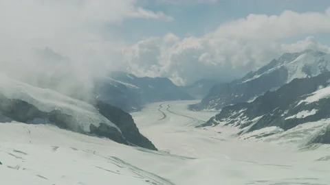 The Aletsch Glacier on a cloudy day Stock Footage 219070530