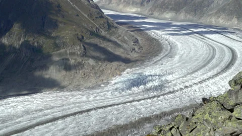 Aletsch, the largest glacier of the Alps Stock Footage 194487493