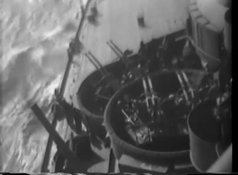ALEUTIAN ISLANDS - 1943: Kiska task force — crew inside a deck gun tub Video stock 343135532