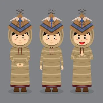Aleuts Character with Various Expression Stock Illustration