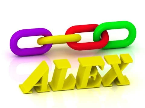 ALEX- Name and Family of bright yellow letters and chain of green, yellow, re Stock Illustration