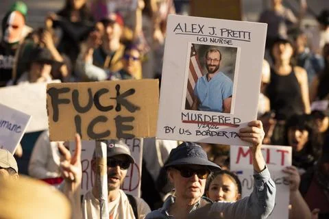 Alex Pretti ICE Out Protest Los Angeles Stock Photos