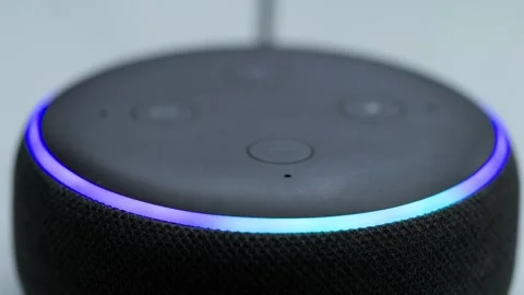 Alexa bluetooth speaker closeup view Stock Footage 280154512