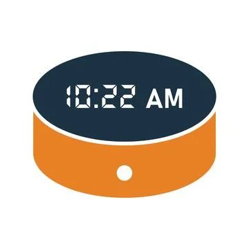 Alexa, clock, smart, speaker icon. Glyph style vector EPS. Stock Illustration