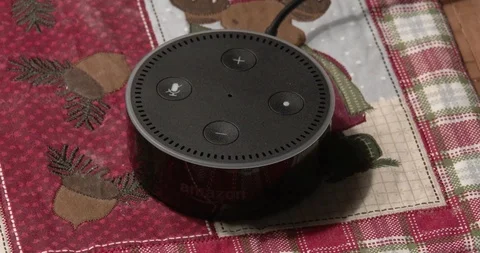 "Alexa, Drop Me a Beat." - Amazon Echo Dot Stock Footage 101043067