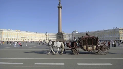Alexander Column in the center of Palace Square, St. Petersburg Stock Footage 115480168