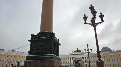 Alexander Column on Dvortsovaya square, St. Petersburg, Russia Stock Footage 22564080