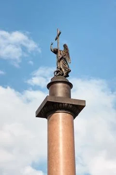 Alexander Column in the middle of the Palace square in St. Petersburg, Russia Stock Photos