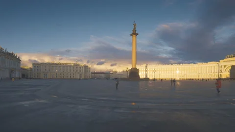 Alexander Column, Palace Square,  St Petersburg, Russia Stock Footage 164949514