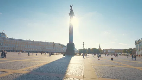 Alexander Column, Palace Square in St Petersburg, Russia Stock Footage 164949576