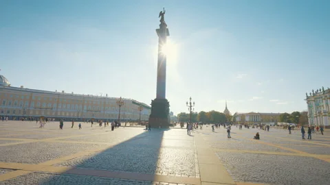 Alexander Column, Palace Square in St Petersburg, Russia Stock Footage 165727844