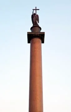 Alexander Column, Palace Square in St Petersburg Stock Photos