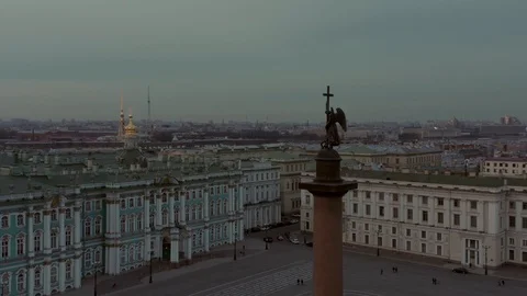 Alexander Column in Saint-Petersburg in sunset Stock Footage 106902046