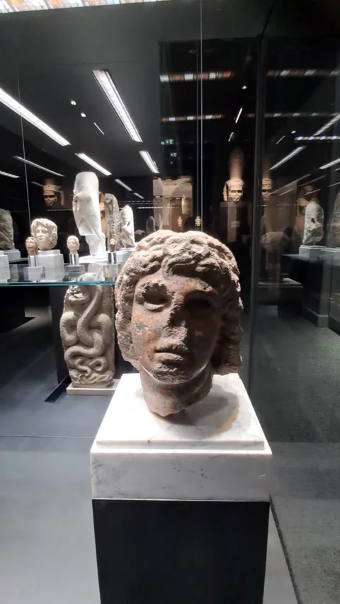 Alexander the Great Bust Greco-Roman Museum Alexandria Stock Footage 345349030