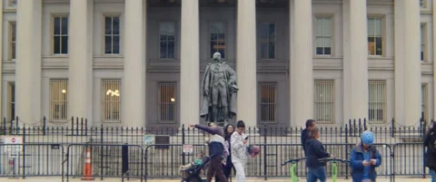 Alexander Hamilton Statue outside of the US Treasury Department 24 fps Video stock 238682773