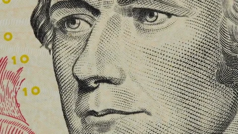 Alexander Hamilton on US 10 dollar bill rotating, ten usd Stock Footage 101305258