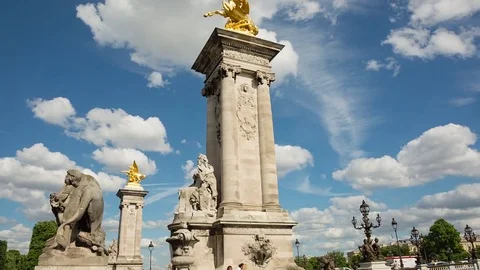 Alexander III bridge in Paris at daytime Stock Footage 81056943