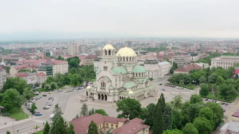 Alexander Nevsky Cathedral in the center of Sofia Bulgaria. Stock Footage 156844966