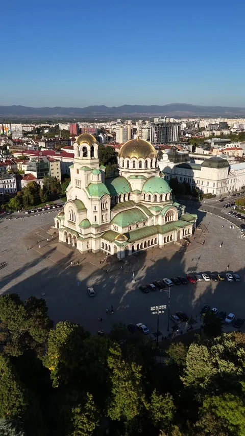 Alexander Nevsky Cathedral in Sofia, Bulgaria, in the center of the capital, Stock Footage 287782823