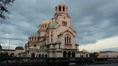 Alexander Nevsky Cathedral in Sofia day to night Stock Footage 61939566