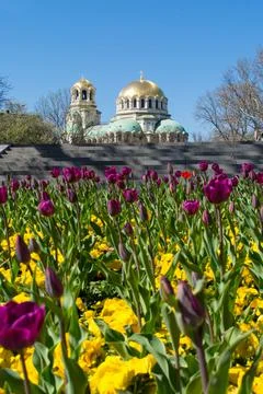 Alexander Nevsky Cathedral in spring in Sofia Bulgaria Stock Photos