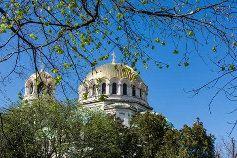 Alexander Nevsky Cathedral in spring in Sofia Bulgaria Stock Photos