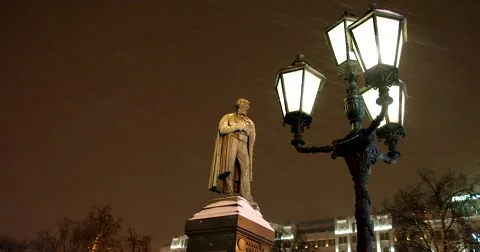 Alexander Pushkin - the snow fell only in January, on the third night Stock Footage 67394471