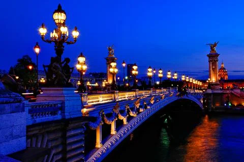 Alexander the third bridge - Pont Alexandre III - over river Seine Fotos Stock