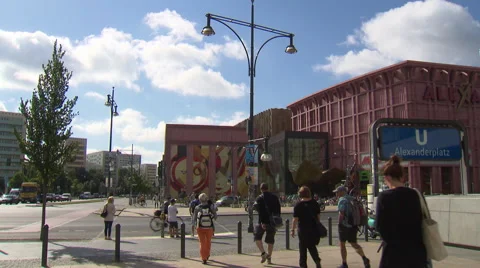 Alexanderplatz in Berlin with pedestrians Stock Footage 56904077