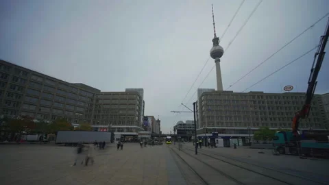 Alexanderplatz Hyperlapse During the Day in Berlin Germany Stock Footage 133345150