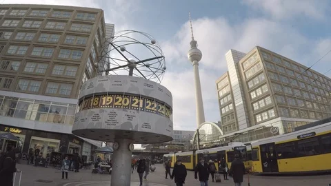 Alexanderplatz traffic in Berlin Stock Footage 126044484